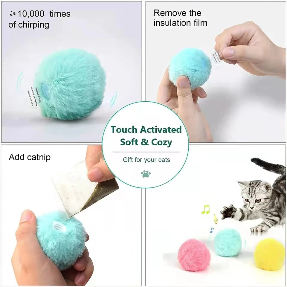 Squeaky Furry Cat Ball